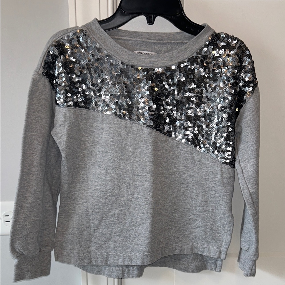 Nordstrom Hi/Lo Grey Sequin Sweatshirt
